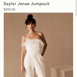 BHLDN/ Anthropologie Saylor Janae White Feather Jumpsuit New With Tags